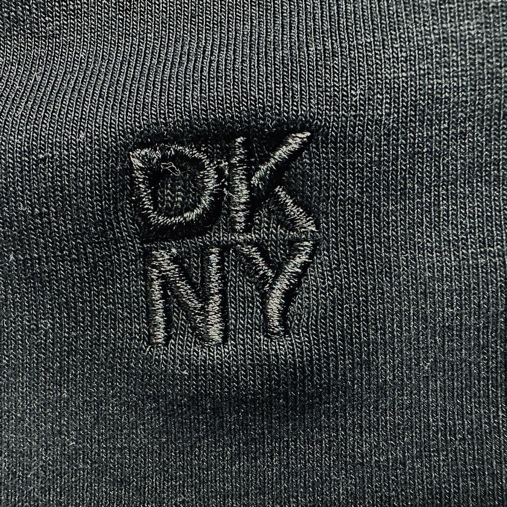 DKNY Men's Polo Shirt M Black/White Geometric Knit 1/4 Zip Short Sleeve - Picture 3 of 6